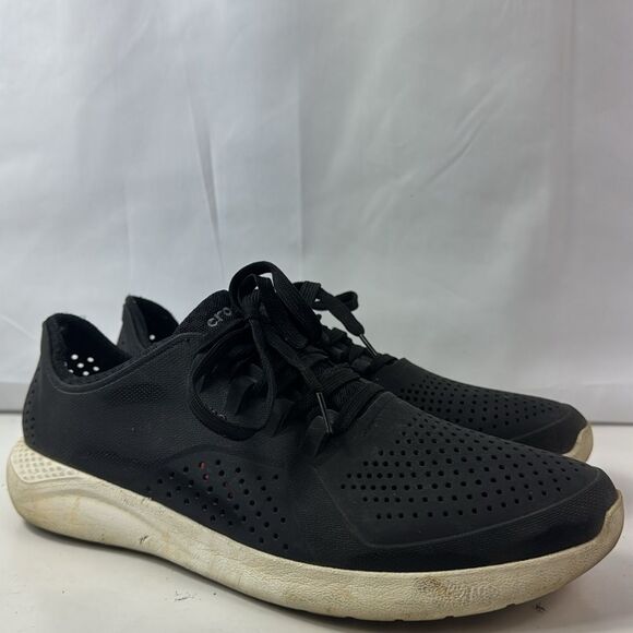 Crocs LiteRide Pacer Black Lace Up Men’s Sneakers - Picture 1 of 15